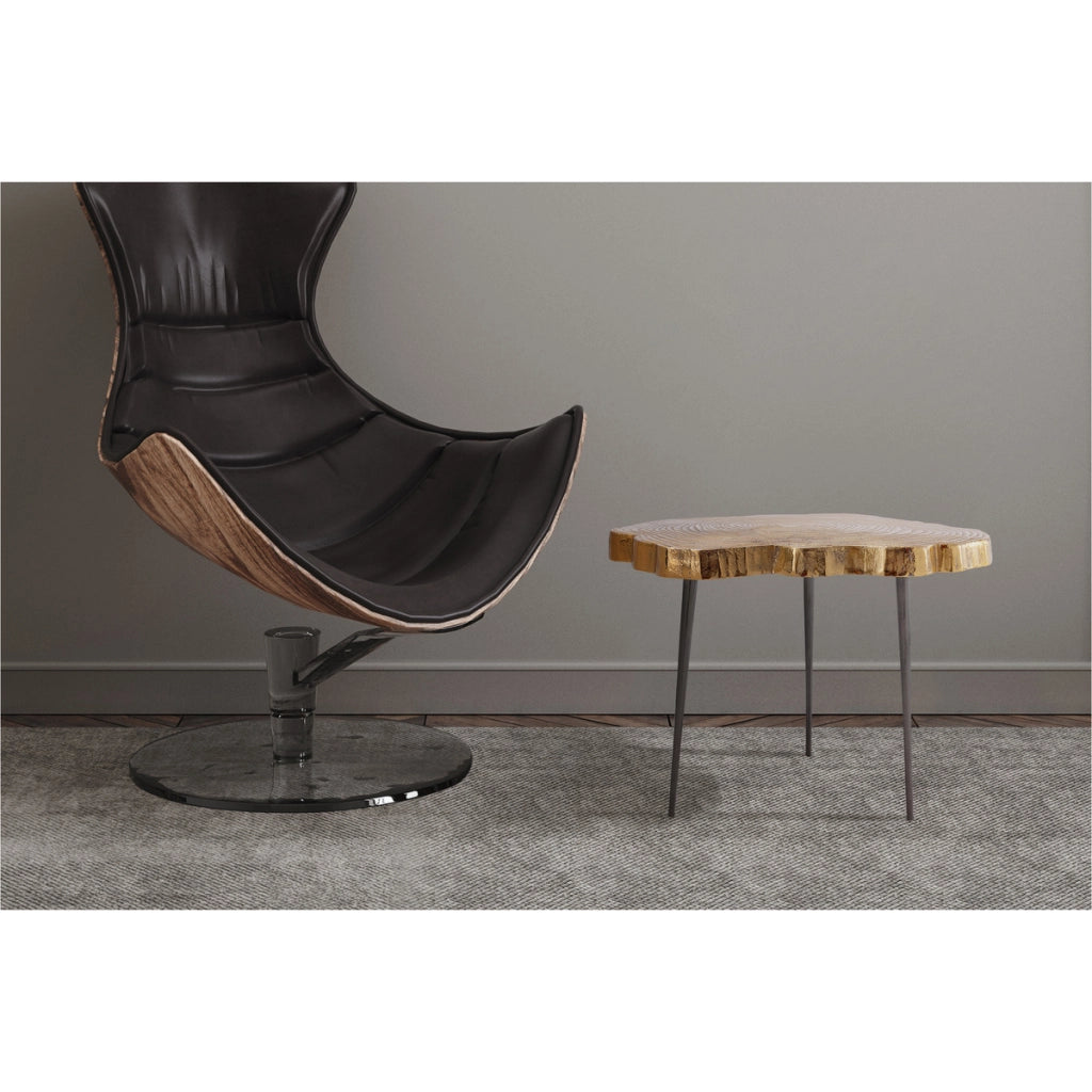 Tavolino Wood Art 225 in alluminio finitura oro
