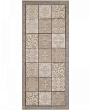 Tappeto disegno MAIOLICA TORTORA decorazione piastrelle ceramica, passatoia cucina multiuso lavabile in lavatrice e anti-scivolo cm.55x115