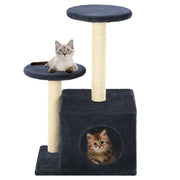 Tiragraffi albero per gatti cuccia per gatti peluche in sisal 60 cm blu scuro 3702127