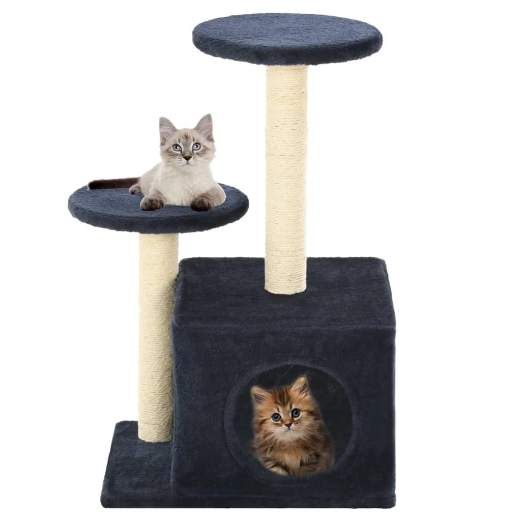 Tiragraffi albero per gatti cuccia per gatti peluche in sisal 60 cm blu scuro 3702127