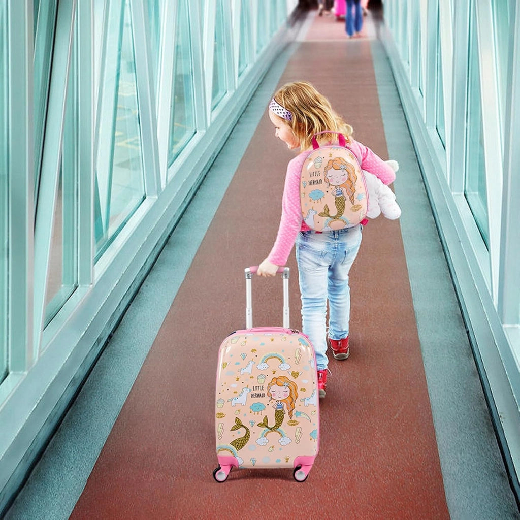 Set di Valigia per Bambini, 18" Valigia+ 12" Zaino, 2 Pezzi, con Ruote Girevoli a 360° e Maniglia Retrattile, Ideale per Viaggiare in Modo Comodo e Divertente (Modello 3)
