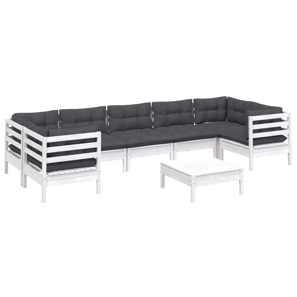 Set Divani da Giardino 8 pz con Cuscini Bianchi Legno di Pino cod mxl 44430