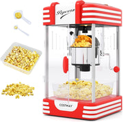 Macchina per Pop Corn per Casa, Macchina Popcorn in 3-5 Minuti con Contenitore in Acciaio Inox e Cucchiai per Chicchi e Olio, Condimento Personalizzato, Stile Cinema