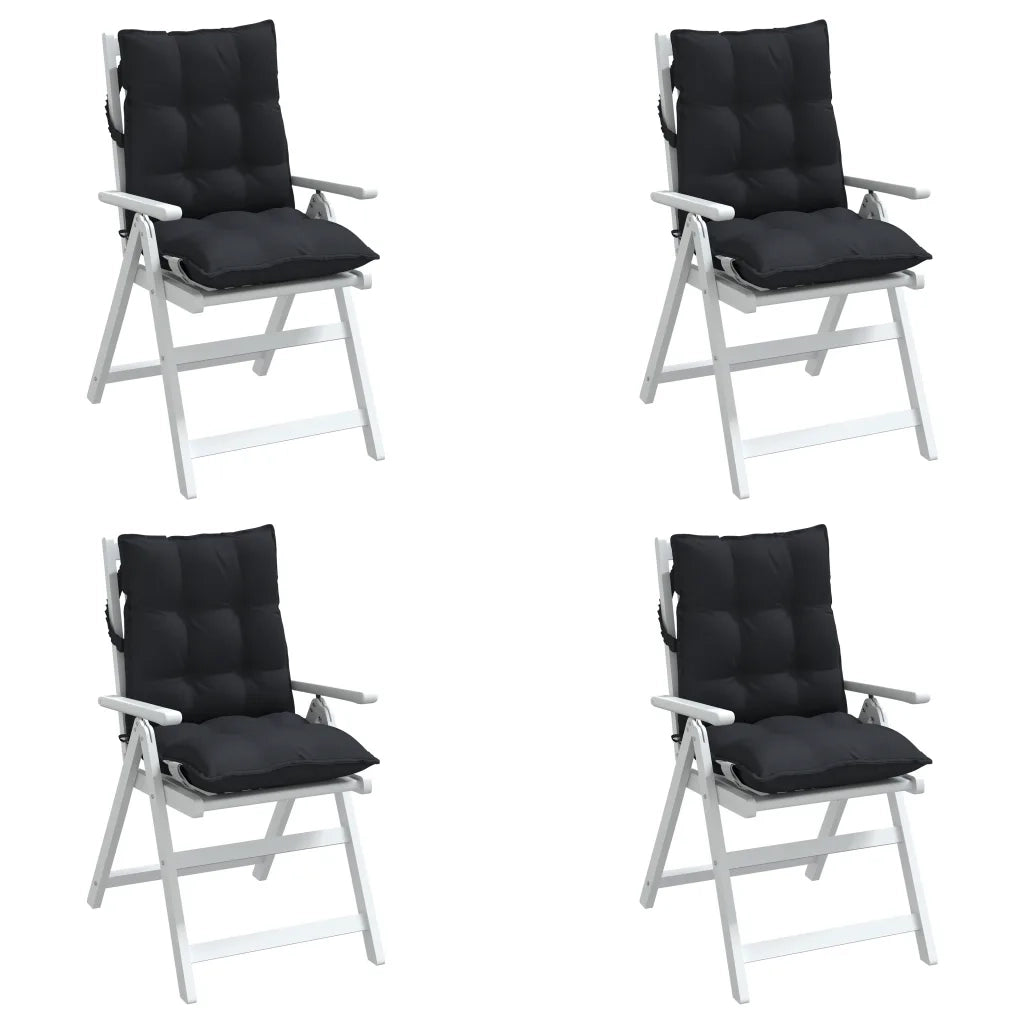 Cuscini per Sedia Schienale Basso 4 pz Neri in Tessuto Oxford 377693