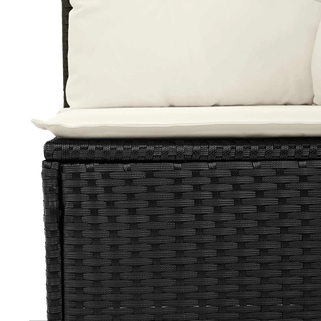 Set di divani con cuscino 6 pcs Nero e Crema polyrattan