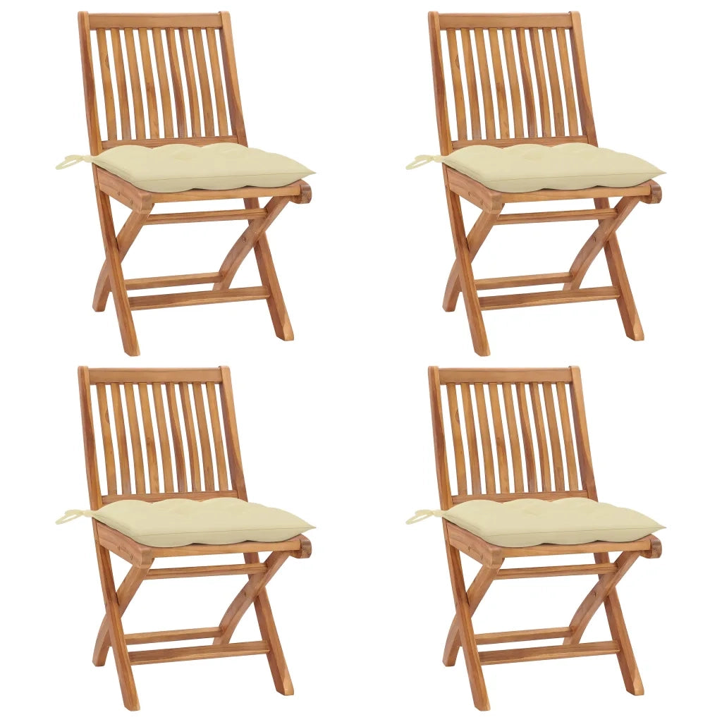 Sedie da Giardino Pieghevoli con Cuscini 4 pz Massello di Teak cod mxl 72175