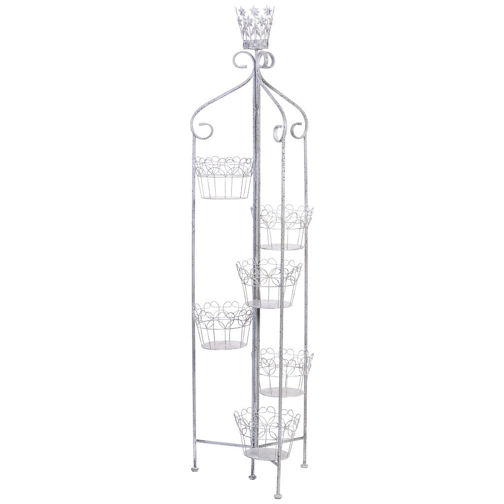 Portavasi in metallo per 6 vasi grigio 30,48x25,4x188,6h cm