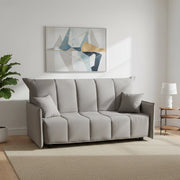 Divano Letto Antal, Divano a 3 posti, Made in Italy, SofÒ  Soggiorno con apertura a carrello con apertura a carrello, in tessuto imbottito, con cuscini inclusi, cm 165x90h85, colore Grigio