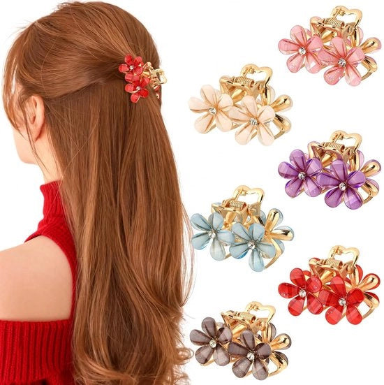 Clips per capelli a forma di fiori piccoli - 6 pezzi Mini fermacapelli con design di fiori metallici, ideali per accessori per capelli e styling