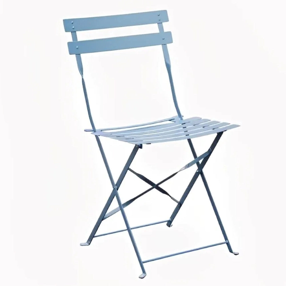 Set 3 Pezzi Giardino Tavolo 2 Sedie da Bistrot Pieghevole Modello Parigi Azzurro