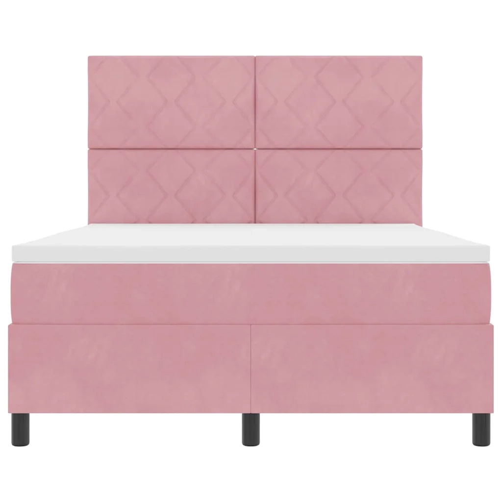 Letto a molle con testiera Rosa 140 x 190 cm Velluto 3339901