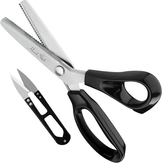 Serra Professionale Vlijmscherpa 23 cm - Totale Lunghezza - Serra in Acciaio Inossidabile - Serra Zigzag per Tessuti - Leggera - Adatta per Mano Destra/Sinistra - Serra per Tessuti