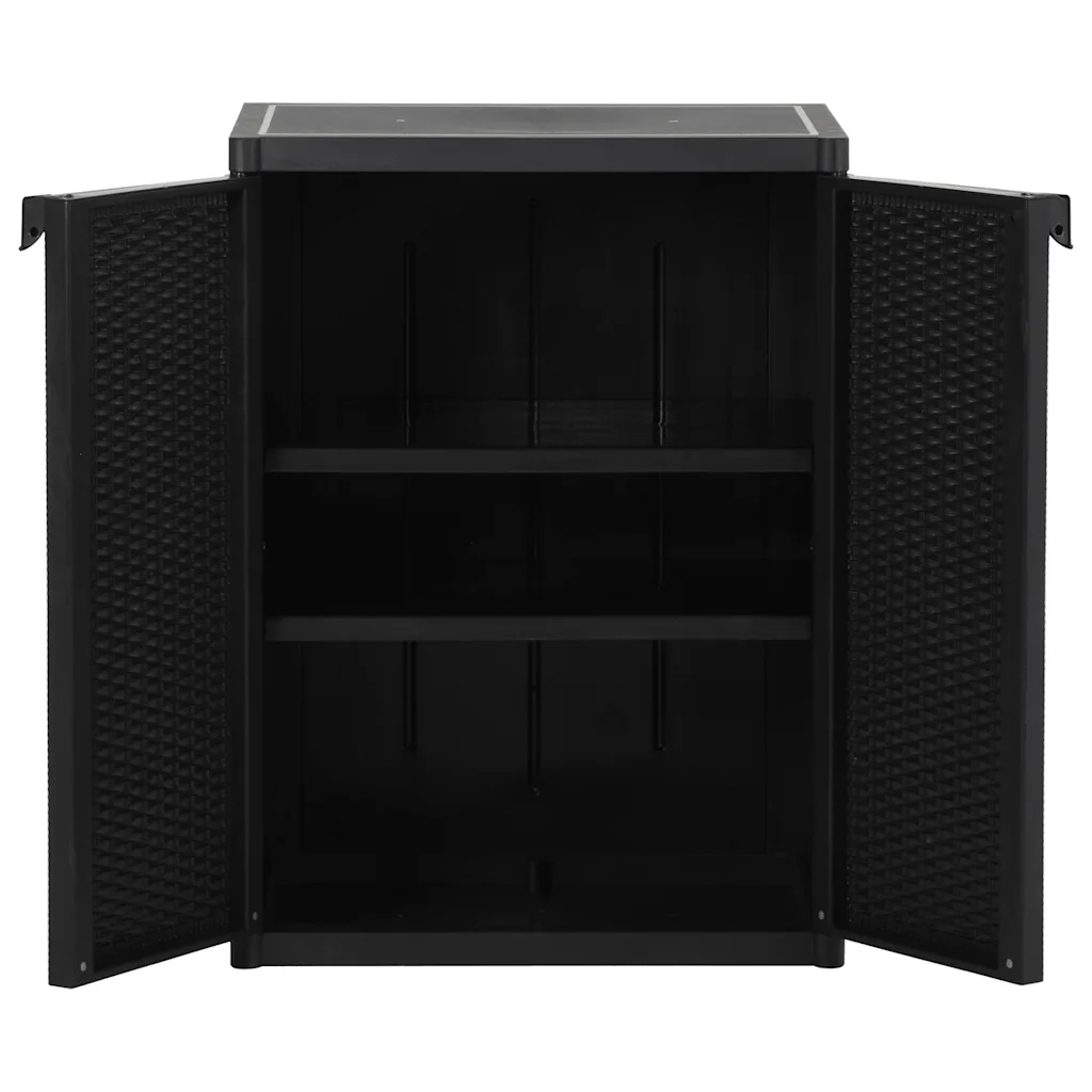 Armadio da Giardino Nero 65x45x88 cm in Rattan PP 151236