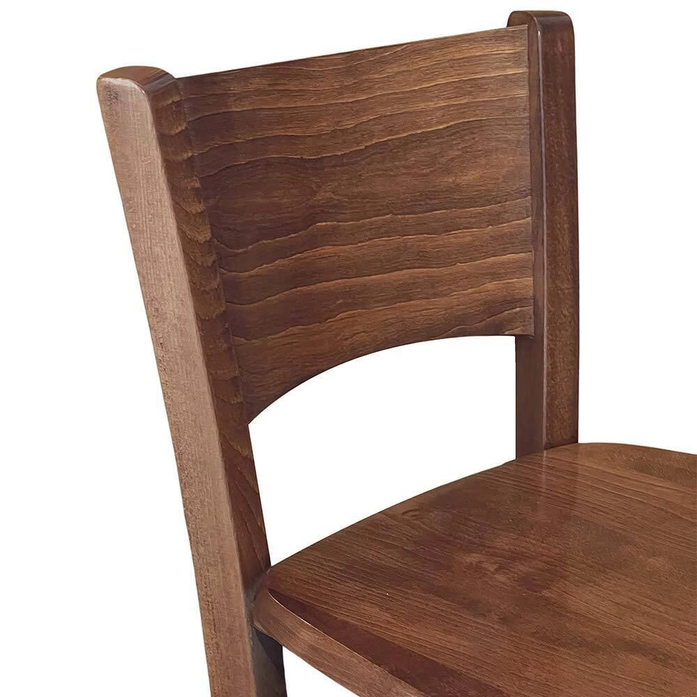 Sgabello alto bar lucy in legno noce scuro h 73 con seduta in massello