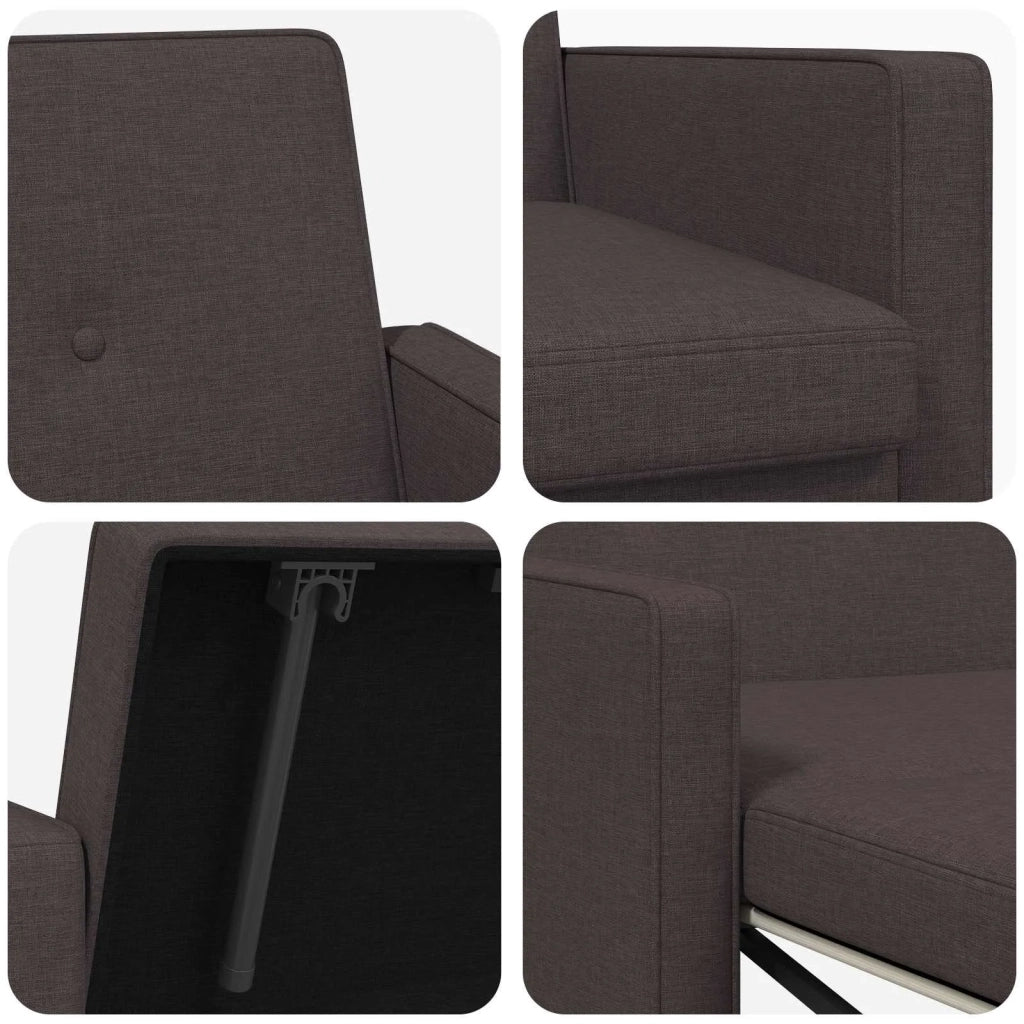 Divano letto | Sof¨¤ letto | Letto singolo Estraibile Marrone Scuro Tessuto