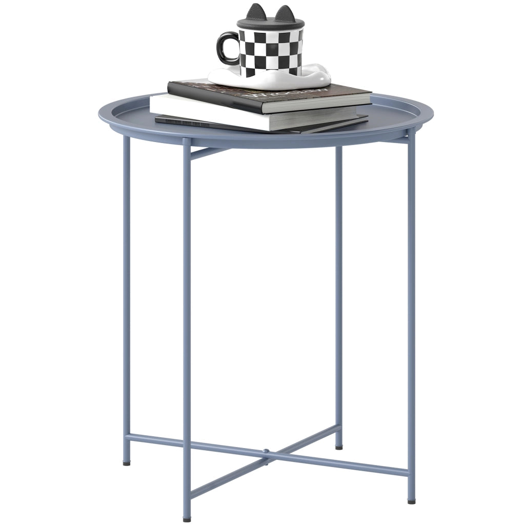 Tavolino rotondo con piano amovibile ¨C zephmum ¨C blu grigio, metallo, ?46x53cm