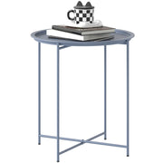 Tavolino rotondo con piano amovibile ¨C zephmum ¨C blu grigio, metallo, ?46x53cm
