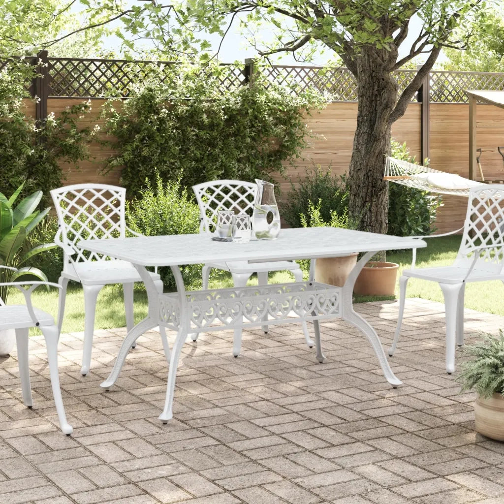 Tavolo da Giardino Bianco 150x90x72 cm in Alluminio Pressofusocod mxl 117332