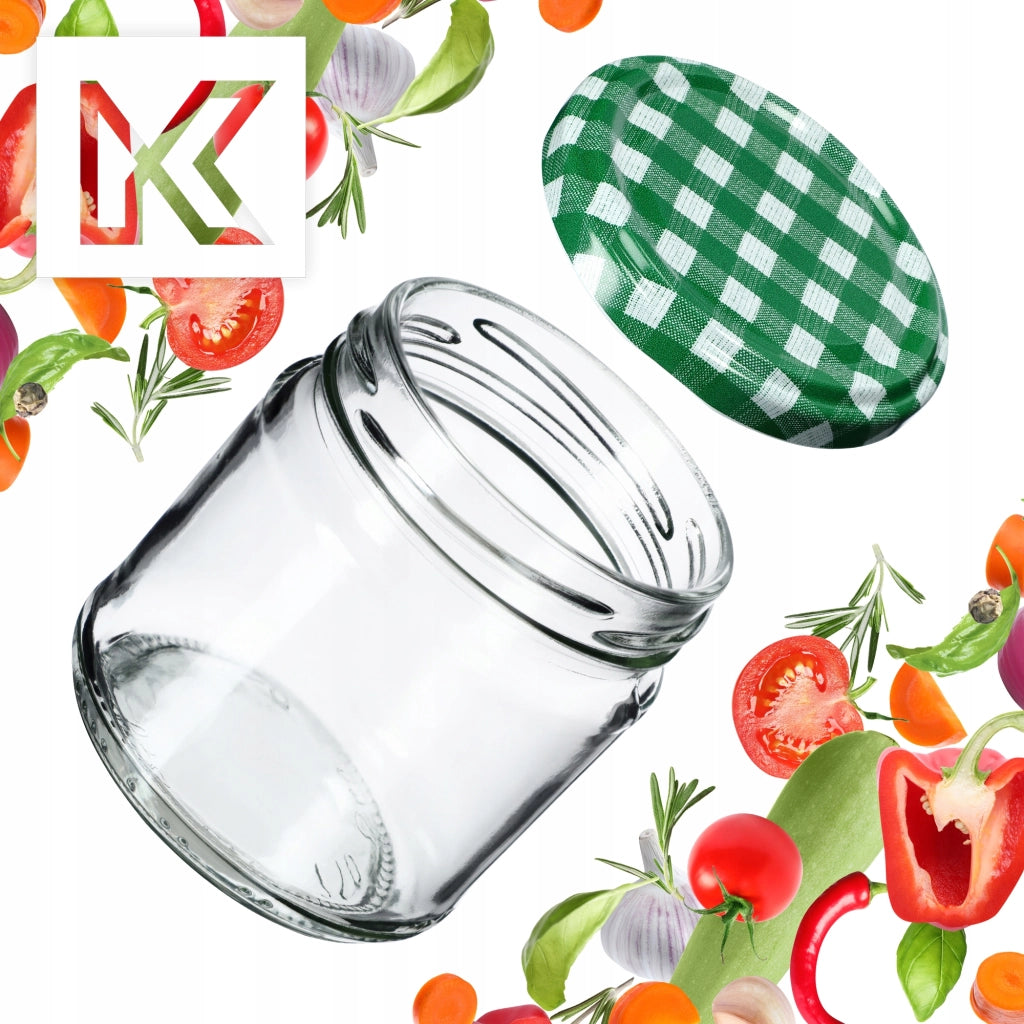 Barattoli per conserve KADAX Lerma 200ml 10 pezzi 66mm + coperchio "Griglia verde"