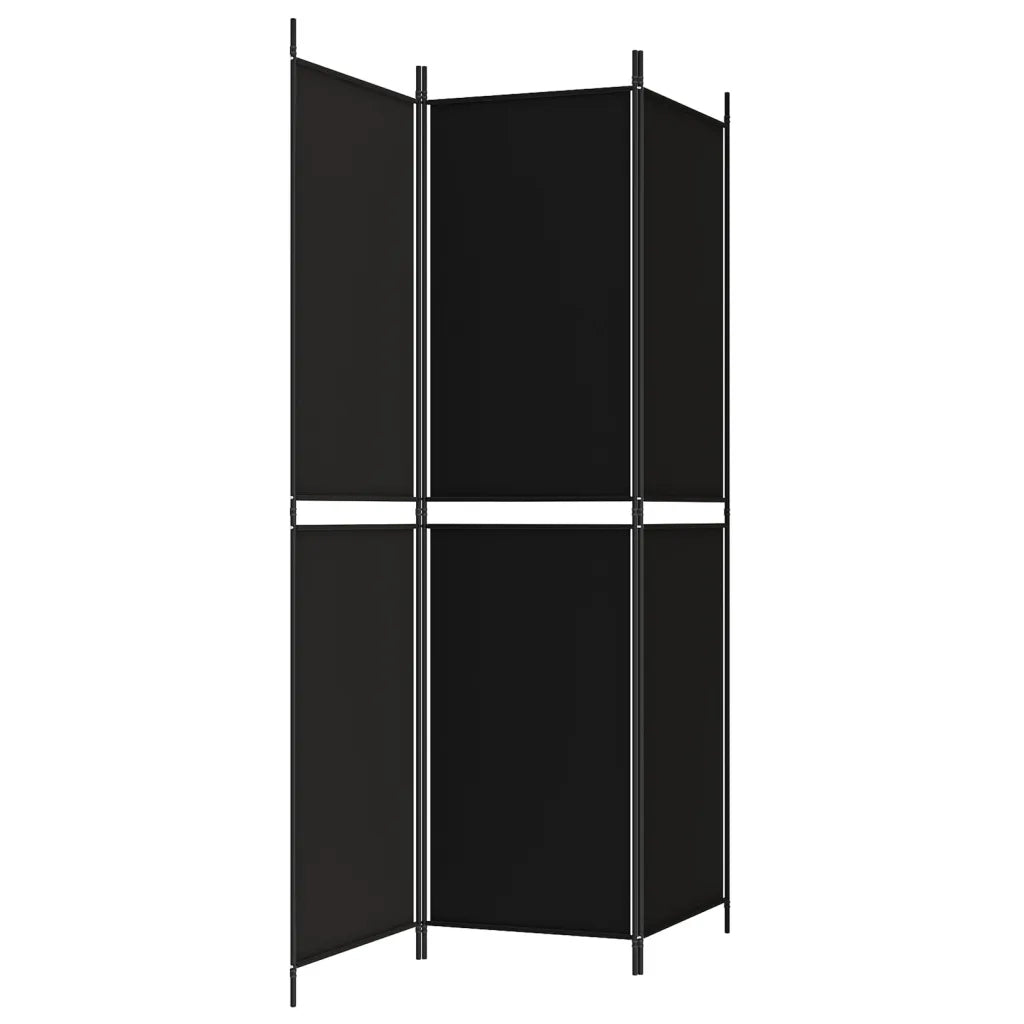 Divisorio a 3 Pannelli Nero 150x200 cm in Tessuto
