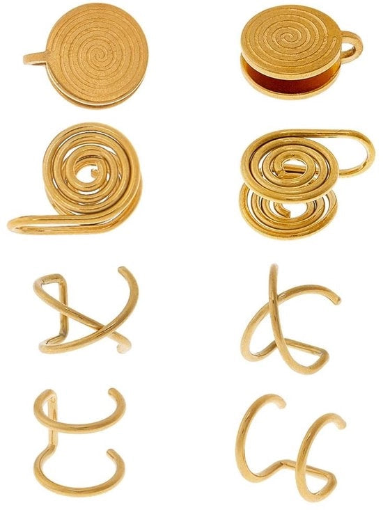 Orecchini in acciaio inossidabile 8 pezzi - Clip regolabile - Orecchini a spirale - Orecchini compressi - Orecchini a manubrio