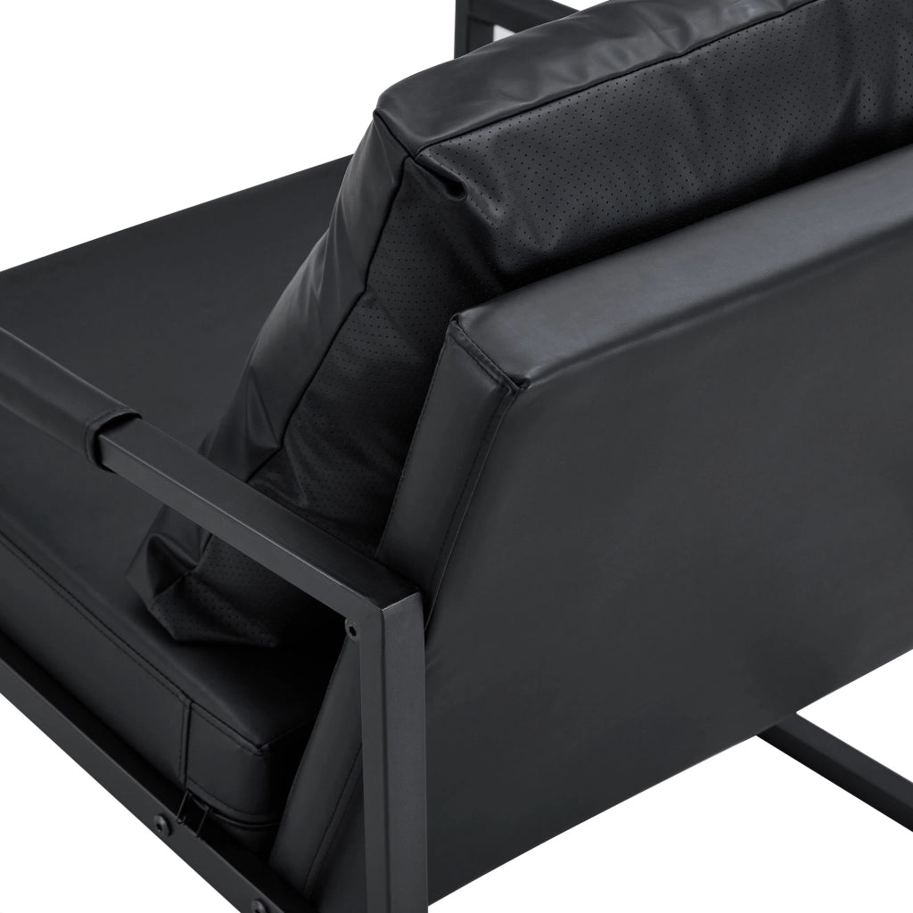 Poltrona da lettura 79x65x28 cm con braccioli in metallo e PU nero