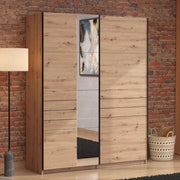 Armadio Camera da Letto Vialone, Guardaroba Grande Appendiabiti, 145.5x217.5h cm Marrone Rovere Nodi
