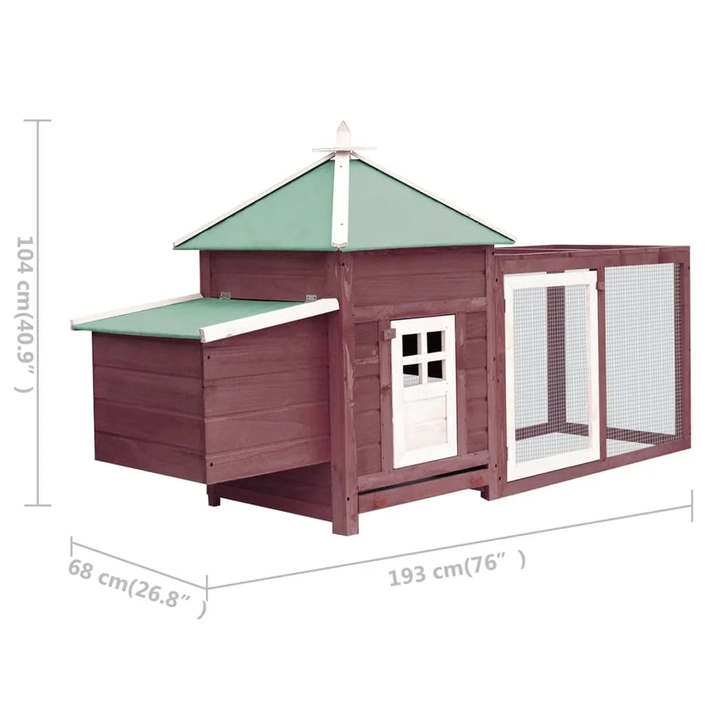 Pollaio con nido 193 x 68 x 104 cm legno massello di abete colore moka 02_0001673