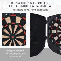 Bersaglio Freccette Elettronico per 8 Giocatori con 6 Freccette, Schermo LCD, 2 Porte e 26 Modalità di Gioco
