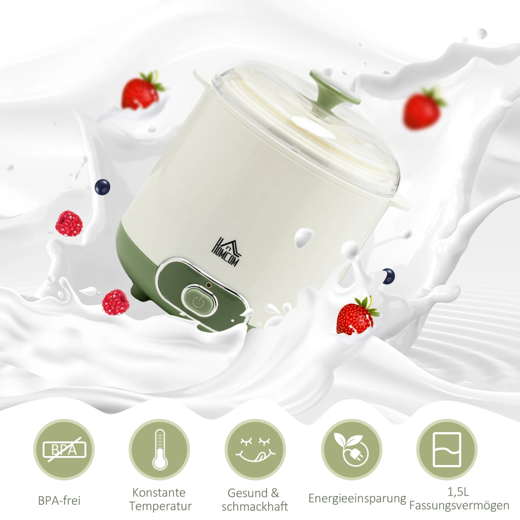 Macchina per Yogurt 1,5 L con Filtro ¨C Zephmum ¨C 19,5x17,5x21,4 cm Bianco