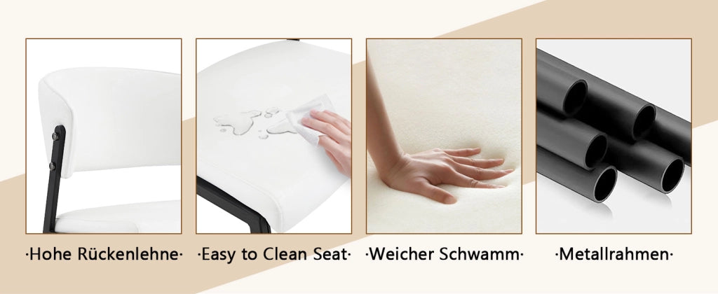SEDIA da pranzo moderna Set da 2 in PU bianco con struttura in metallo