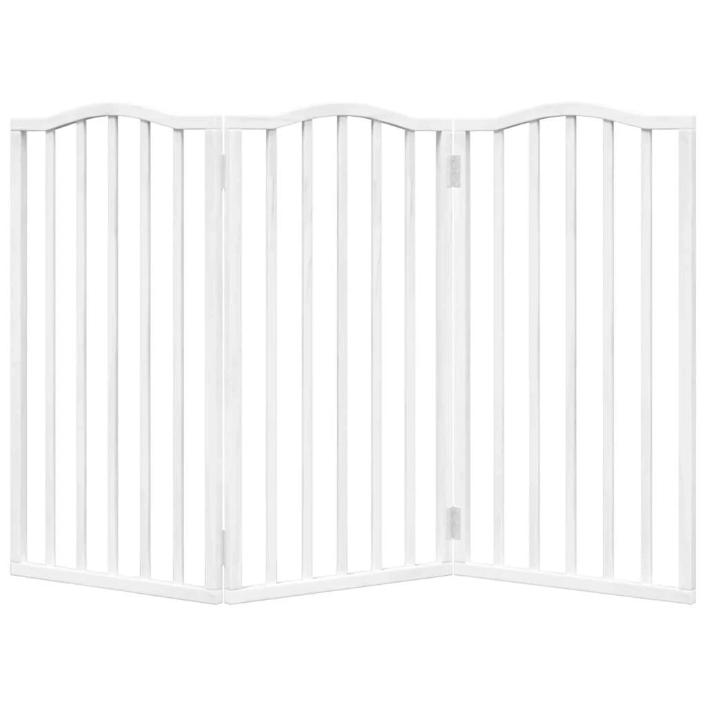Cancelletto di sicurezza pieghevole per cani a 3 pannelli 150 cm legno di pioppo bianco 02_0023062