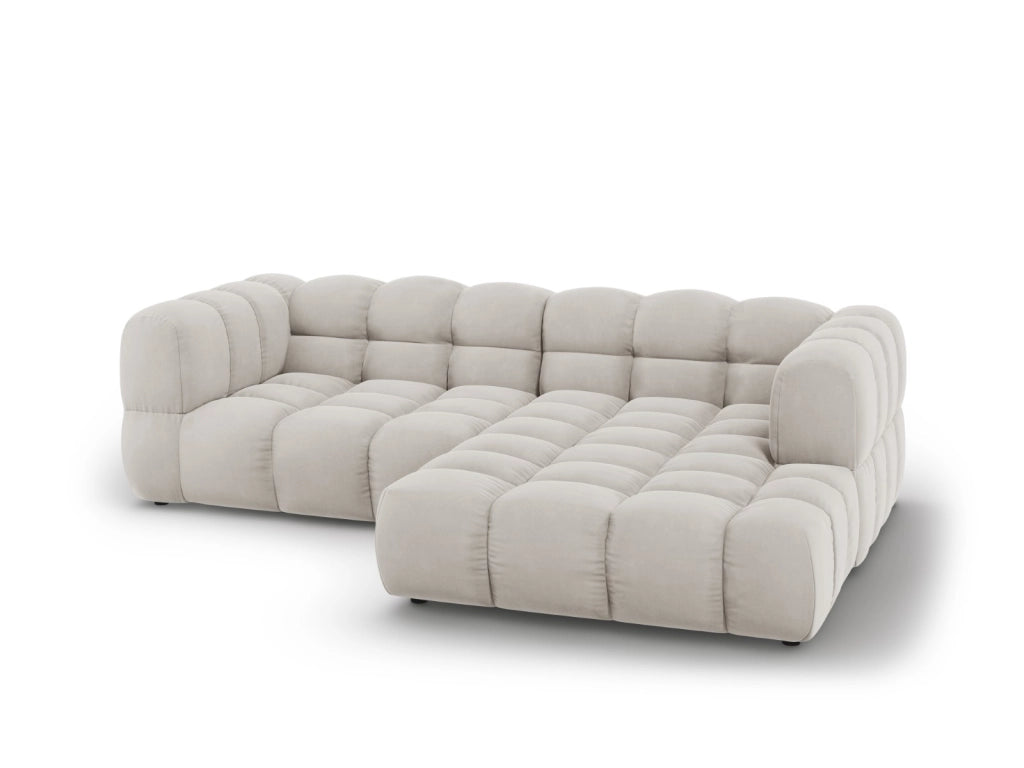 Cosmopolitan Design - Divano angolare modulare destro "Sky" 3 posti in velluto beige chiaro 