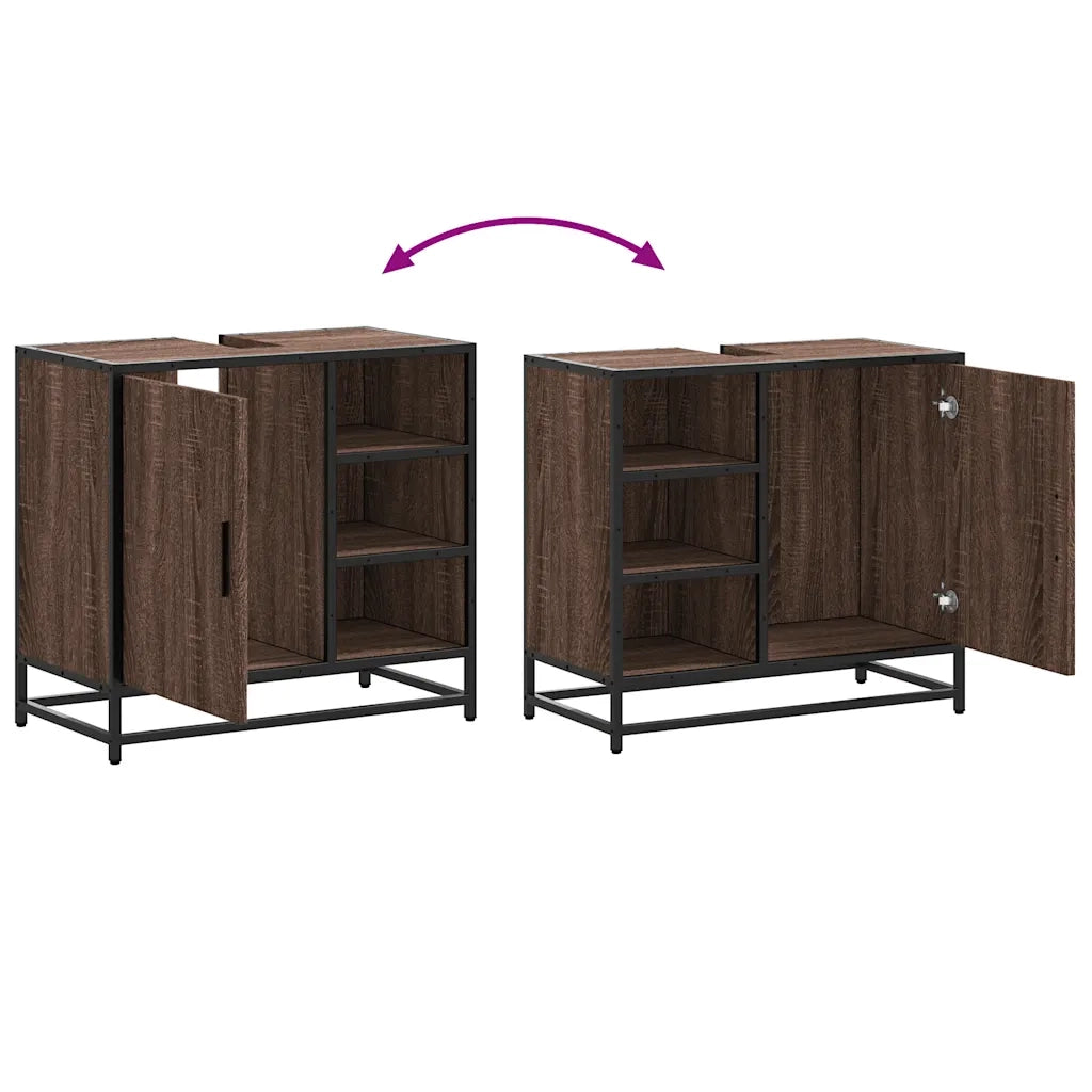 Mobile Lavabo Bagno Rovere Marrone 65x33x60cm Legno Multistrato 849288