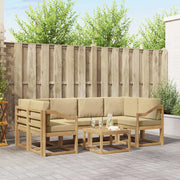 Set di divani da esterno con cuscino 7 pcs Bianco e Beige