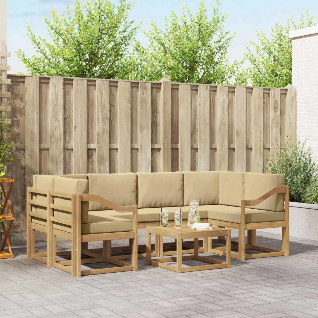 Set di divani da esterno con cuscino 7 pcs Bianco e Beige