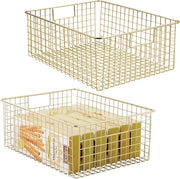 Mand multifunzionale in filo metallico – la cassetta flessibile per la cucina, magazzino e così via – cassetta filo universale con maniglie – set da 2 – colori a specchio