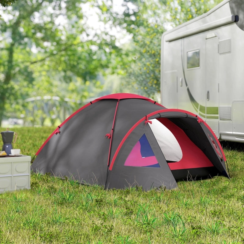 Tenda da campeggio per 3 persone; tenda a cupola UV 50+ resistente e stabile con porta a baldacchino; tenda familiare con teli da terra e colonna d'acqua da 2000mm per campeggio; giardinaggio trekking