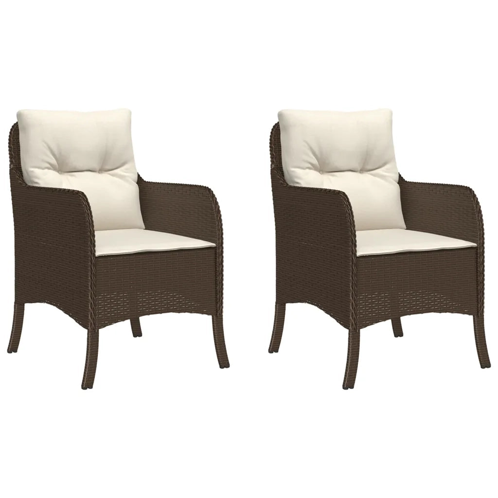 Sedie da Giardino con Cuscini 2 pz Marroni in Polyrattan 365146