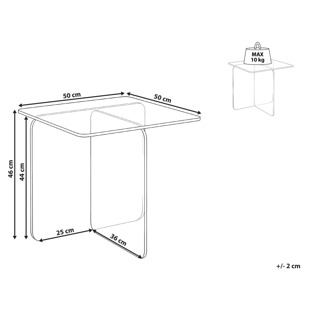 Tavolino in vetro trasparente 46 x 50 cm Stile astratto Stile minimalista Soggiorno