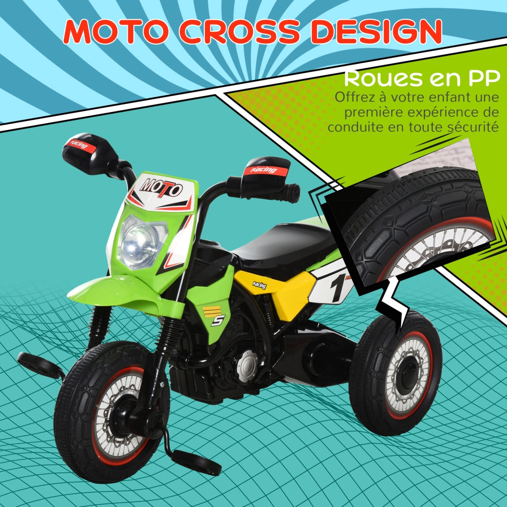 Triciclo Moto Cross per Bambini con Musica e Luci ¨C Zephmum ¨C Verde