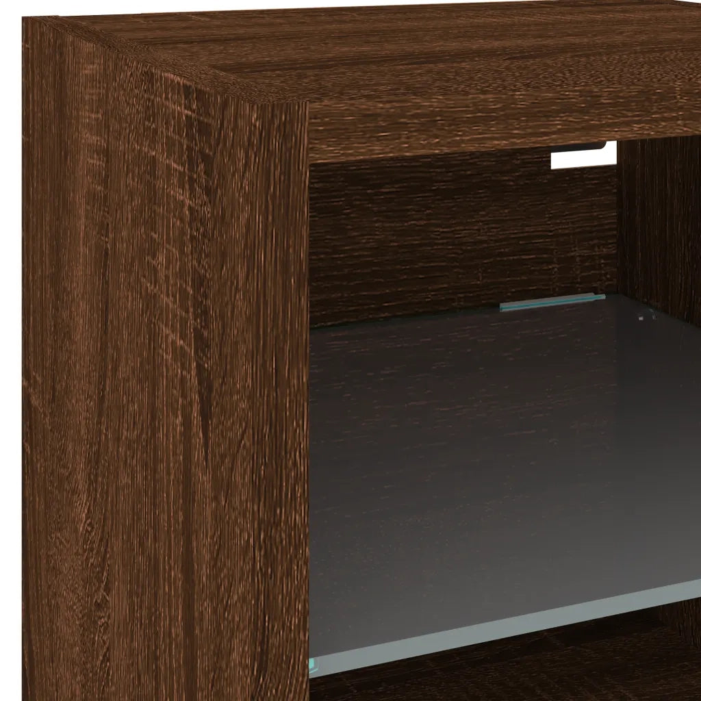 Mobile TV a Parete con Luci LED Rovere Marrone 30x28,5x30 cm 836985