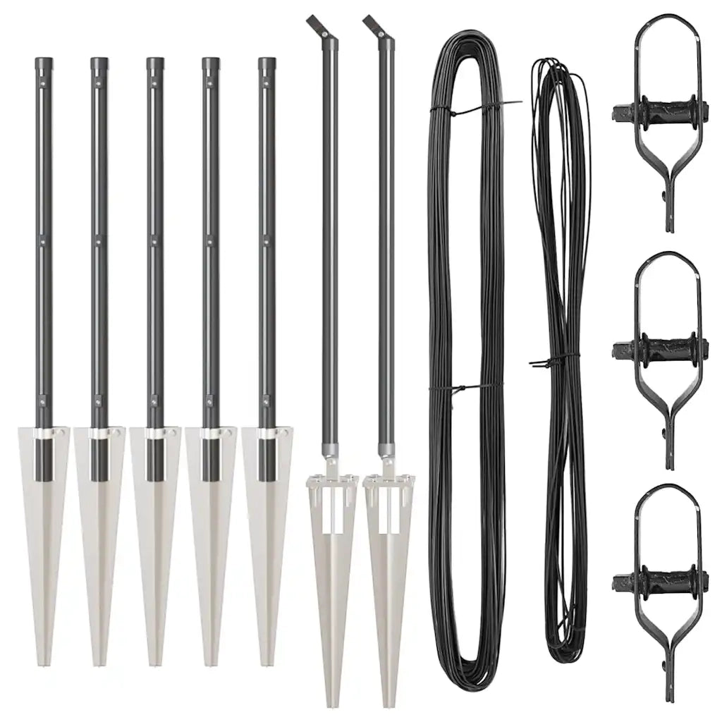 Palo della recinzione 7 pcs Grigio Acciaio 42004250