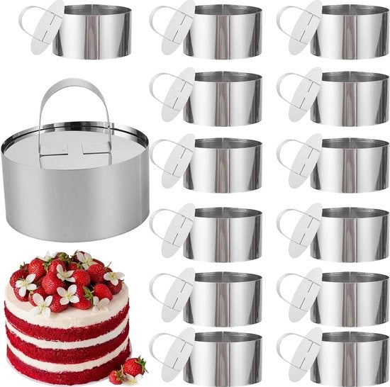 14 dessertiere in acciaio inossidabile da 8 cm con anello di sostegno, coperchio e maniglia