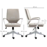 Sedia da Ufficio Ergonomica con Altezza Regolabile e Funzione Dondolo, 62x69x92-100cm, Beige