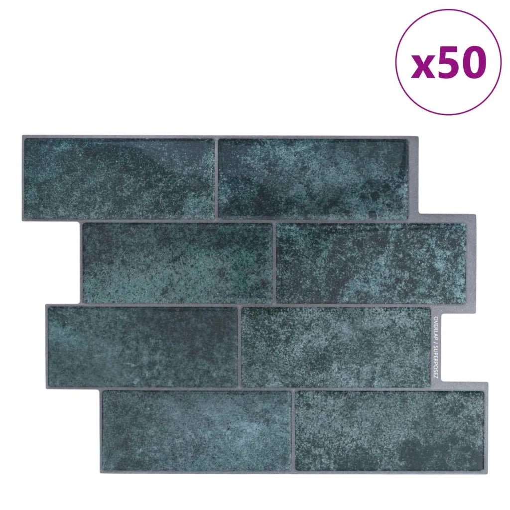 Piastrella subway 50 pcs Blu Verde 29 x 21 cm Poliuretano e PET