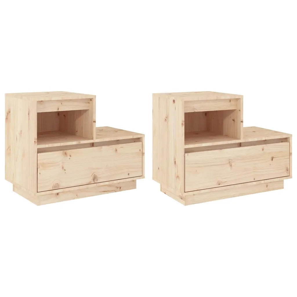 Comodini 2 pz-Set di 2 Tavolino da notte 60x34x51 cm in Legno Massello di Pino