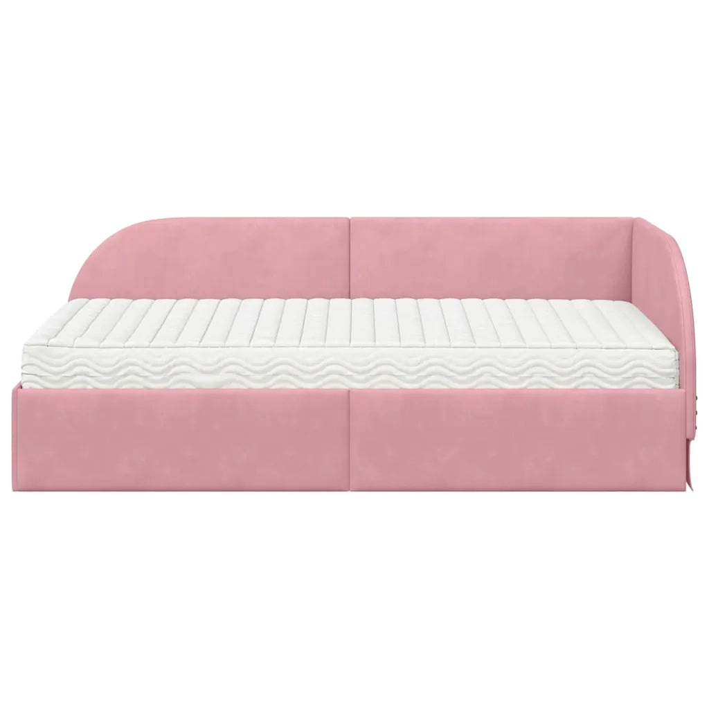 Struttura Letto Angolare con Materasso 2 pcs Rosa Velluto 3394207