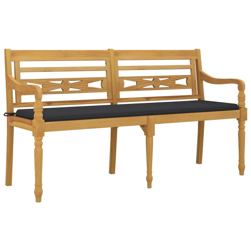 Panca da giardino mobili da esterno per patio mobili da terrazza con cuscino antracite 150 x 50 x 3 cm legno massello di teak 02_0011039