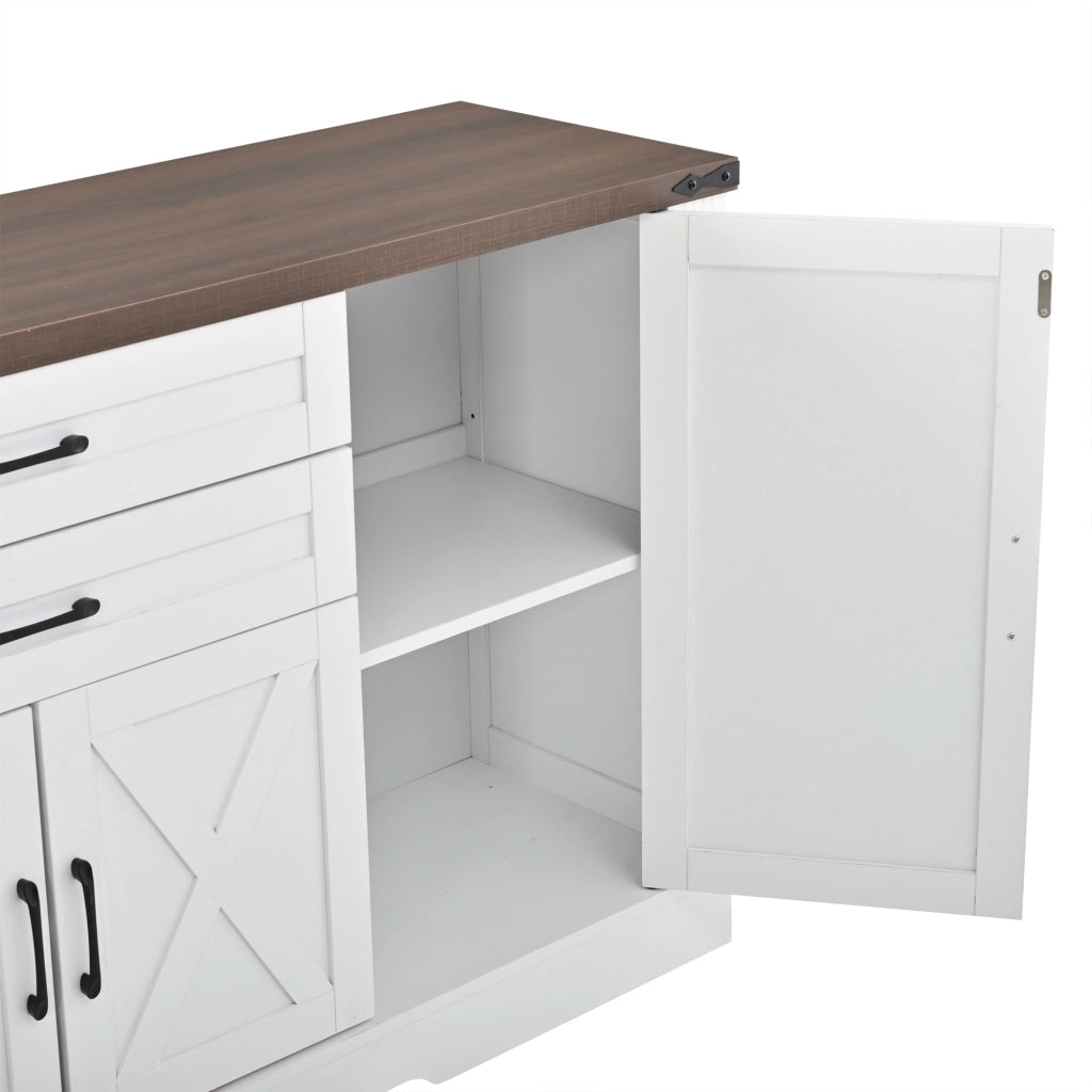 Madia con 4 ante 2 cassetti e ripiani regolabili per cucina soggiorno e ingresso bianco e noce 160 × 39 × 81,5 cm